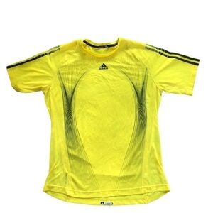 Adidas Adizero lightweight Running Mesh SS Tee Yellow Black Graphics Clima Cool